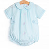 Cottontail Classic Embroidered Boy Bubble, Mint Seersucker