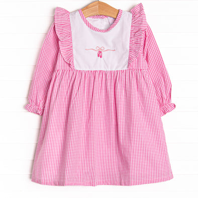 Ballet Beauty Embroidered Dress, Pink Gingham Stitchy Fish Ballet Beauty Embroidered Dress, Pink Gingham Stitchy Fish