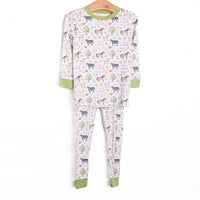 This set is made of the extremely soft, stretchy bamboo viscose fabric that feels like butter and features a farm animal print.