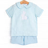 Cottontail Classic Applique Short Set, Mint Seersucker