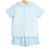 Cottontail Classic Applique Short Set, Mint Seersucker