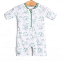 Pacific Palms One Piece Rash Guard, Green