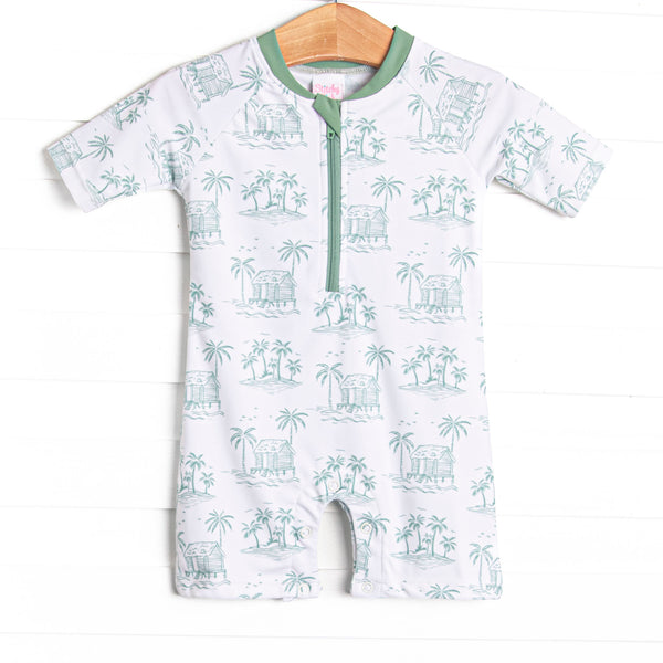 Pacific Palms One Piece Rash Guard, Green