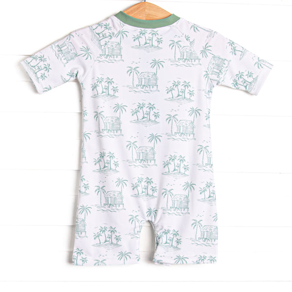 Pacific Palms One Piece Rash Guard, Green