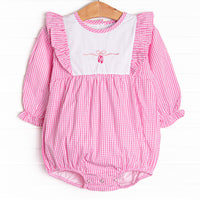 Ballet Beauty Embroidered Bubble, Pink Gingham