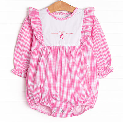 Ballet Beauty Embroidered Bubble, Pink Gingham