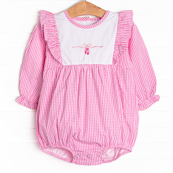 Ballet Beauty Embroidered Bubble, Pink Gingham