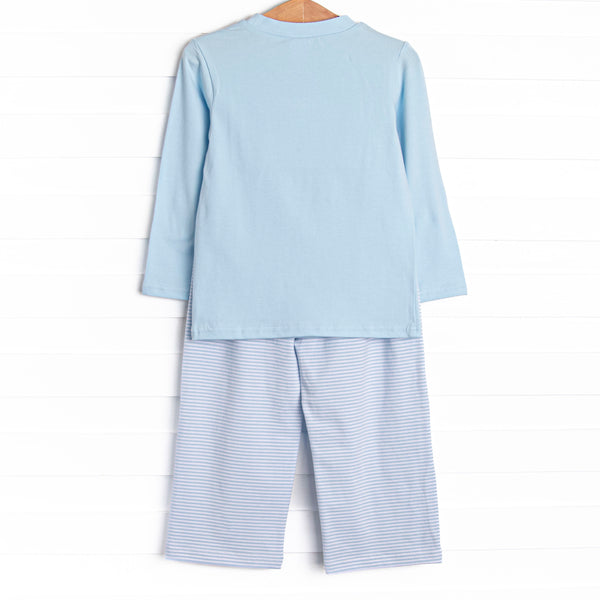 Caution Construction Smocked Pant Set, Blue
