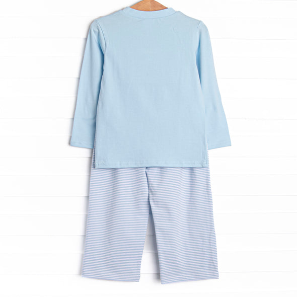 Caution Construction Smocked Pant Set, Blue