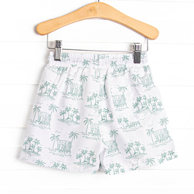 Pacific Palms Swim Trunks, Green