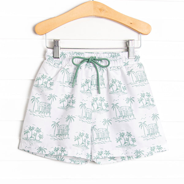 Pacific Palms Swim Trunks, Green