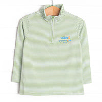 Reely Big Catch Embroidered Pullover, Green Stripe