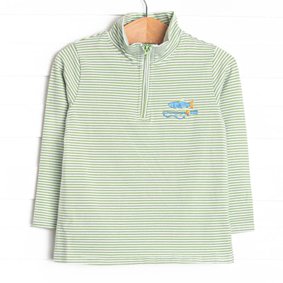Reely Big Catch Embroidered Pullover, Green Stripe