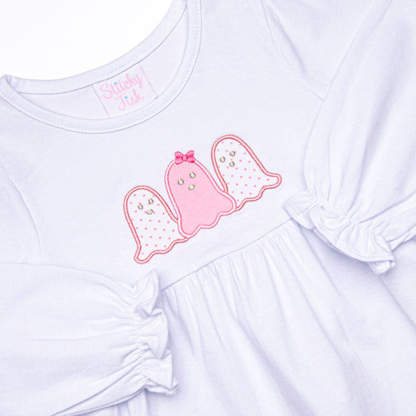 Spooky Spirits Applique Ruffle Pant Set, Pink