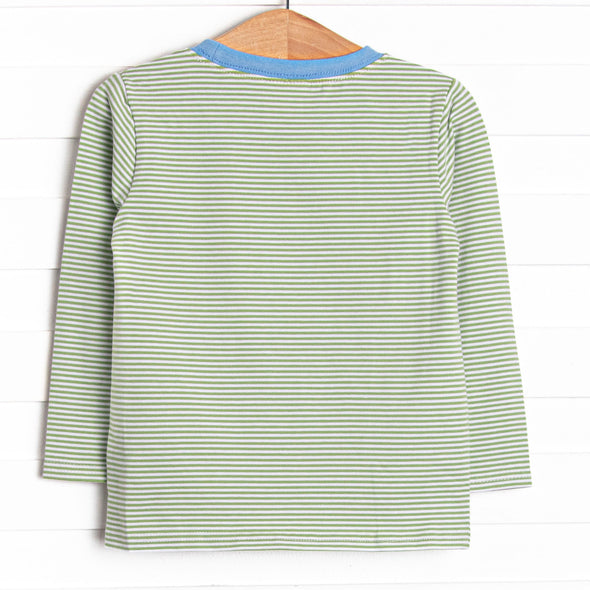 Reely Big Catch Applique Top, Green Stripe