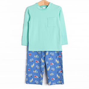 Caution Construction Pant Set, Green