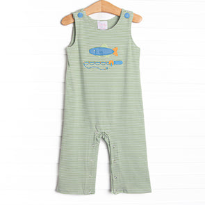 Reely Big Catch Applique Jon Jon, Green Stripe