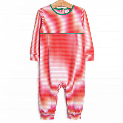 Seasonal Stripes Pima Romper, Red