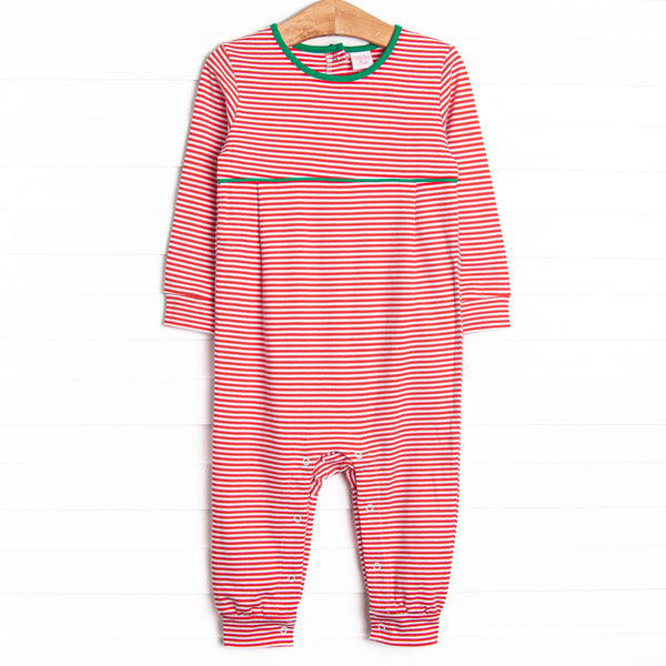 Seasonal Stripes Pima Romper, Red