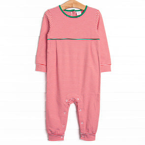 Seasonal Stripes Pima Romper, Red