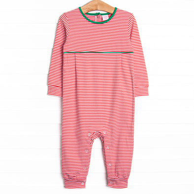 Seasonal Stripes Pima Romper, Red