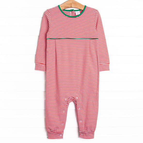 Seasonal Stripes Pima Romper, Red