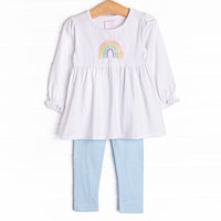 Kept Promise Applique Legging Set, Blue