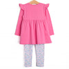 Flower Power Flutter Sleeve Legging Set, Pink