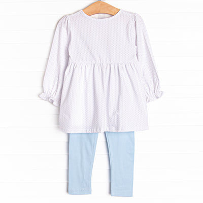 Kept Promise Applique Legging Set, Blue