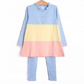 Color Block Clara Long Sleeve Legging Set, Blue