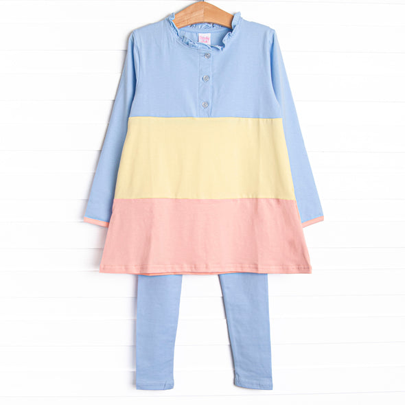 Color Block Clara Long Sleeve Legging Set, Blue