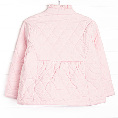 Quilted Ruffle Coat, Pink