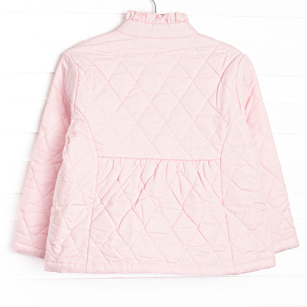 Quilted Ruffle Coat, Pink