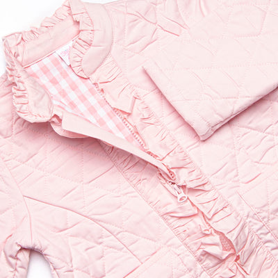 Quilted Ruffle Coat, Pink