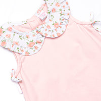 Vienna Vines Collared Ruffle Short Set, Pink