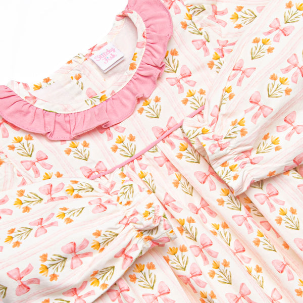 Bow Bouquets Ruffle Neck Bubble, Pink