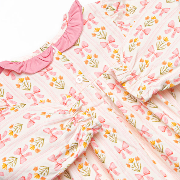 Bow Bouquets Ruffle Neck Bubble, Pink