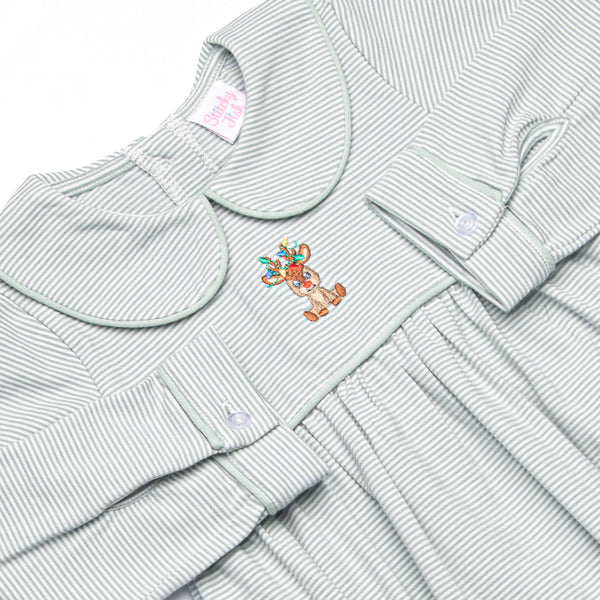 Guiding Light Embroidered Collared Bubble, Green