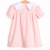 Swiss Dot Sweetheart Embroidered Dress, Pink