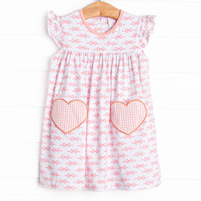 Romance and Ribbons Applique Dress, Pink