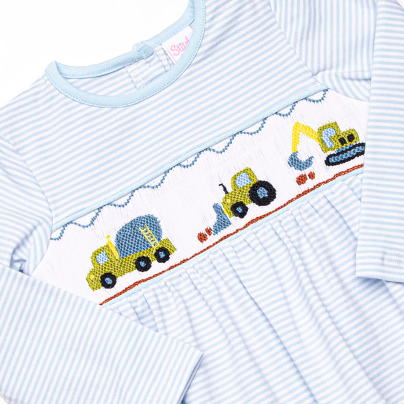 Caution Construction Smocked Bubble, Blue