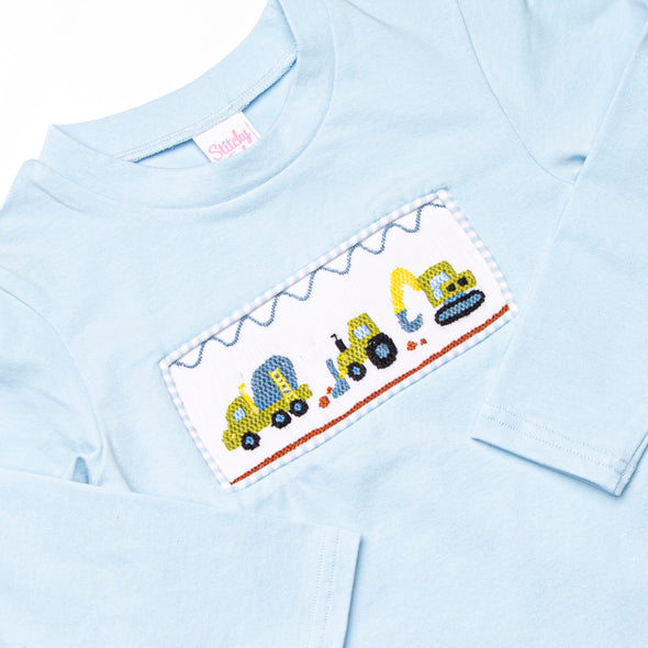 Caution Construction Smocked Pant Set, Blue