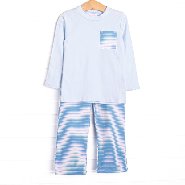 Evan Pant Set, Medium Blue Stripe