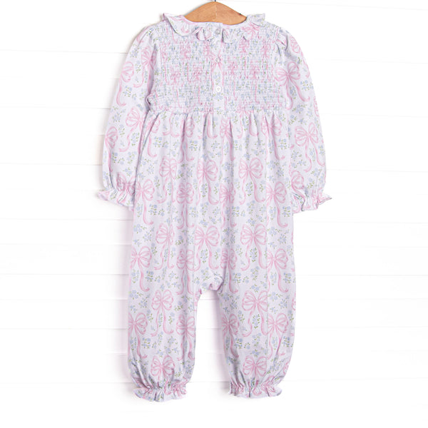 Silken Petals Elastic Smocked Ruffle Romper, Blue