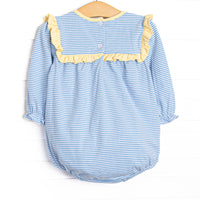 Bonnie Long Sleeve Bubble, Yellow and Medium Blue Stripe