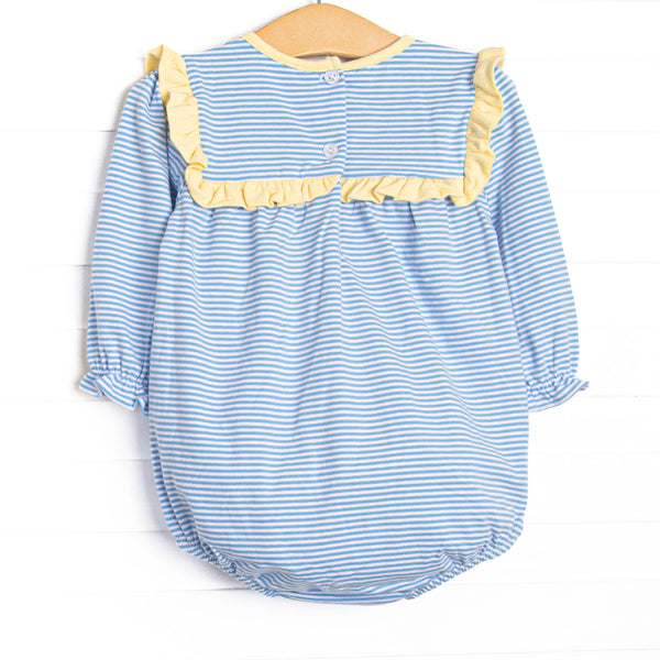 Bonnie Long Sleeve Bubble, Yellow and Medium Blue Stripe