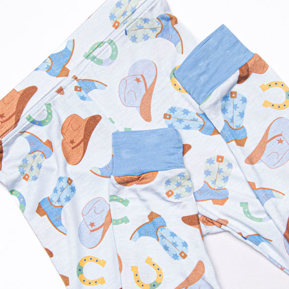 Wild Wild West Bamboo Pajama Set, Blue