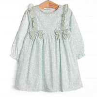 Garden Gate Gingham Side Tie Dress, Green