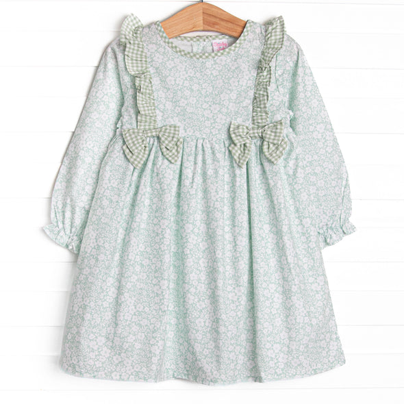 Garden Gate Gingham Side Tie Dress, Green