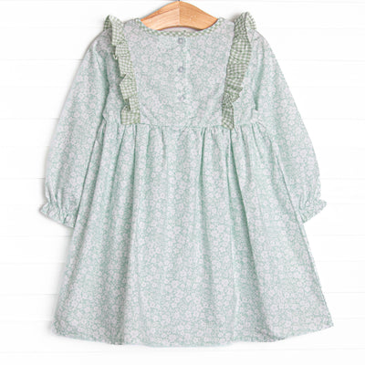 Garden Gate Gingham Side Tie Dress, Green
